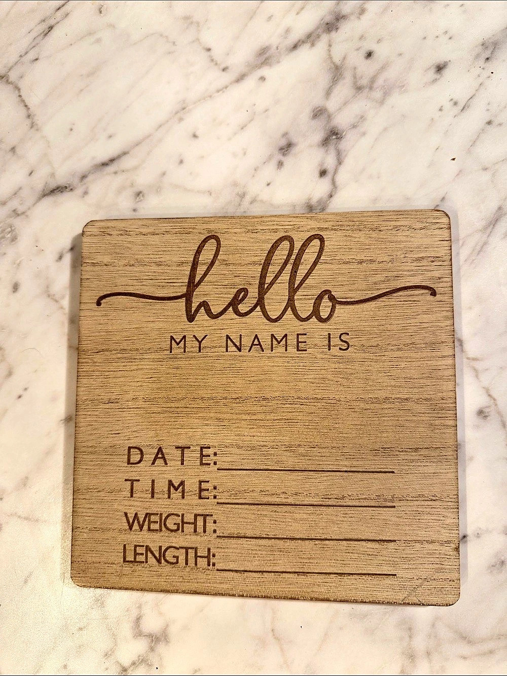 Hobby Lobby Hello My Name Is birth announcement sign Brown